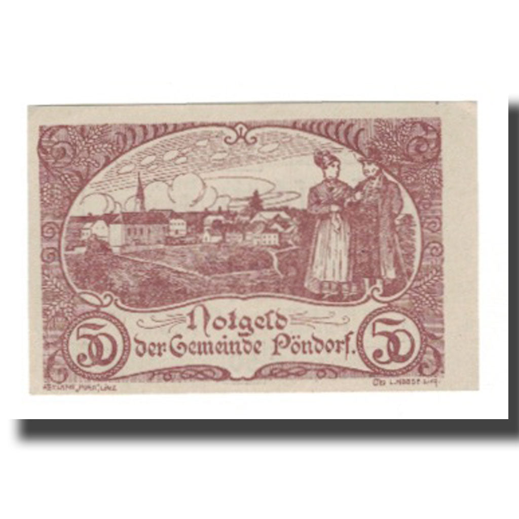 Banknot, Austria, Pöndorf O.Ö. Gemeinde, 50 Heller, Texte 2, 1920, Undated