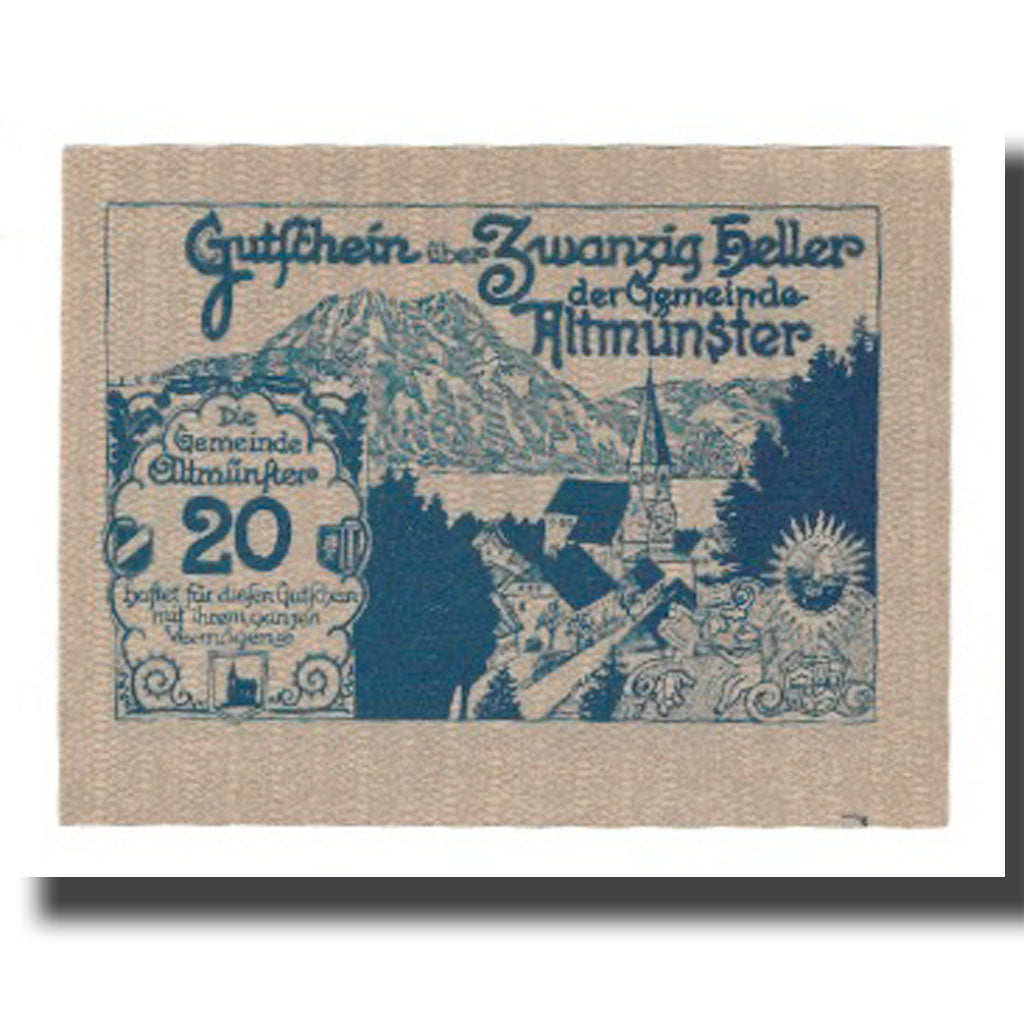 Banknote, Austria, Altmünster O.Ö. Gemeinde, 20 Heller, paysage, 1920