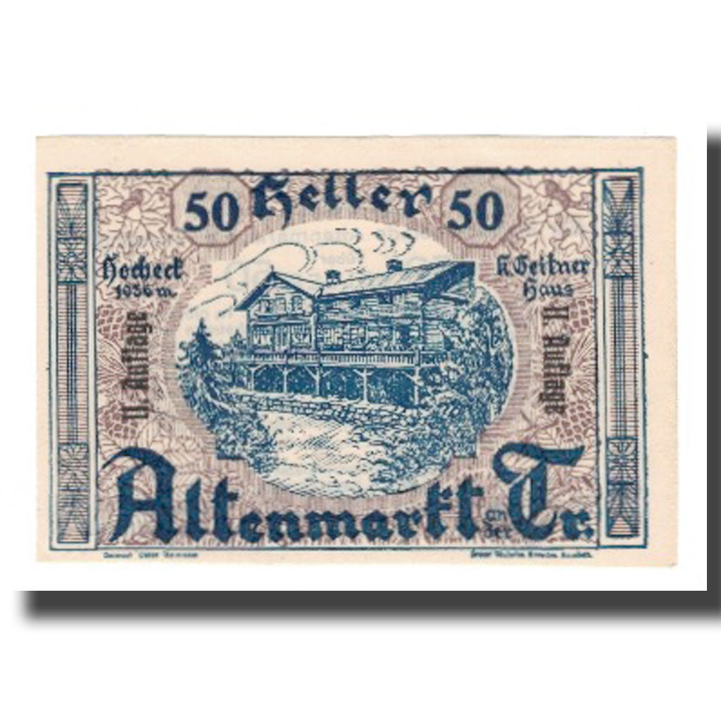 Banknot, Austria, Altenmarkt a.d. Triesting N.Ö. Markgemeinde, 50 Heller, Texte