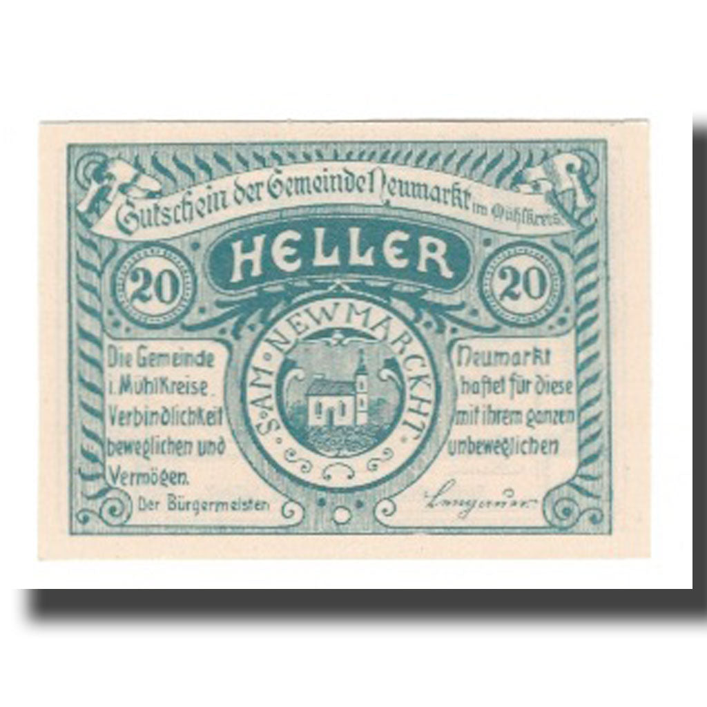 Banknote, Austria, Neumarkt im Mühlkreis O.Ö. Gemeinde, 20 Heller, texte 1