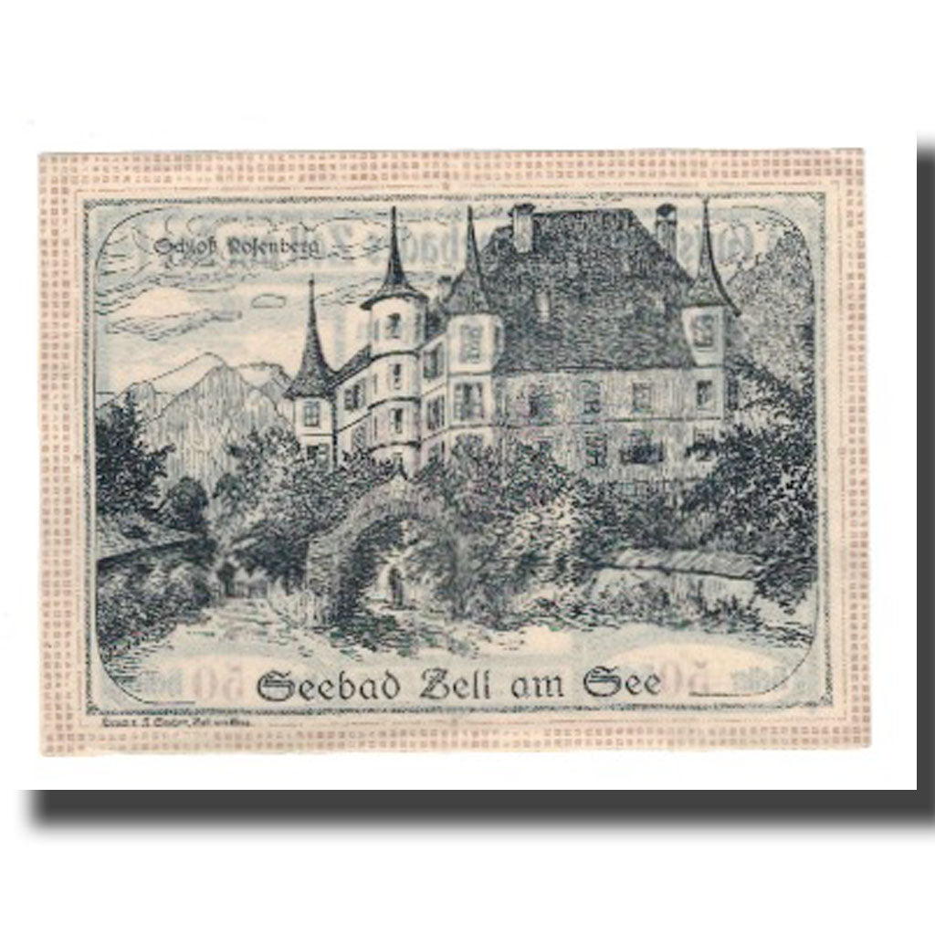 Banconote, Austria, Zell am See Sbg. Marktgemeinde, 50 Heller, château, 1920