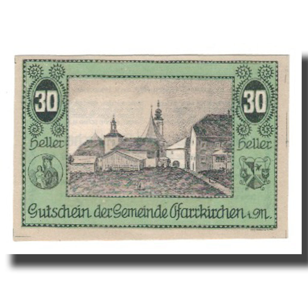 Banknot, Austria, Pfarrkirchen im Mühlkreis O.Ö. Gemeinde, 30 Heller, Texte