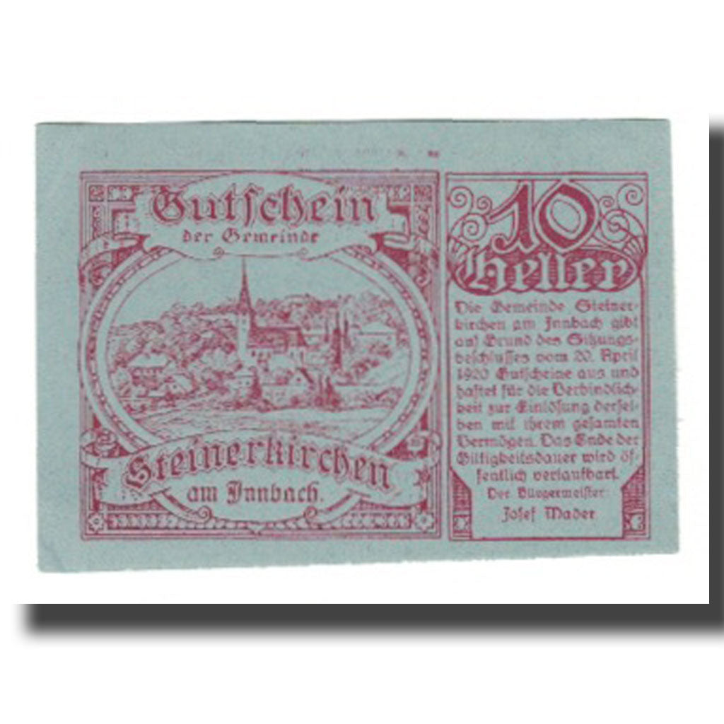 Banknot, Austria, Steinerkirchen am Innbach O.Ö. Gemeinde, 10 Heller, N.D