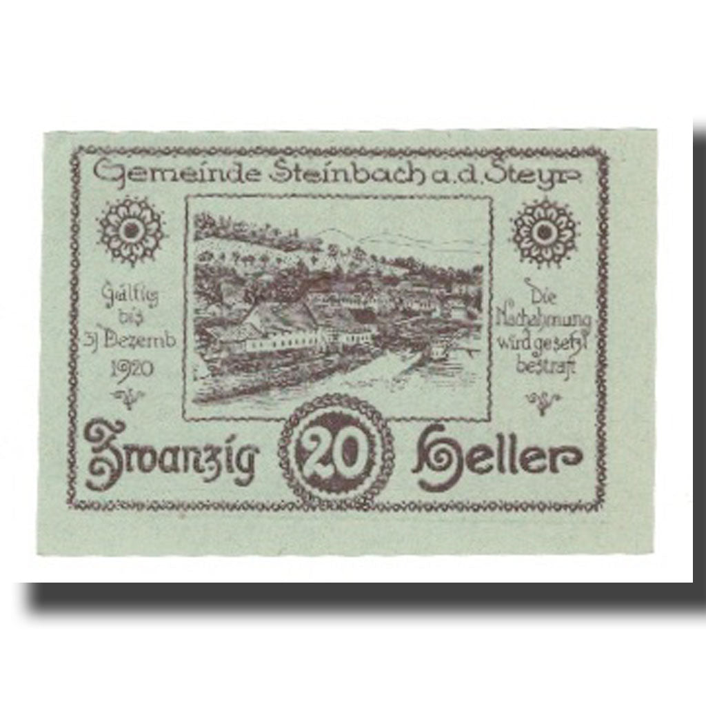 Banknote, Austria, Steinbach an der Steyr O.Ö. Gemeinde, 20 Heller, paysage