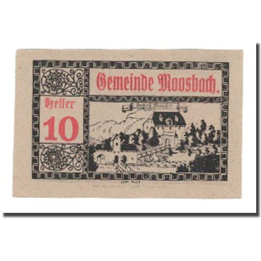 Banknot, Austria, Moosbach O.Ö. Gemeinde, 10 Heller, paysage, 1920, 1920-12-31