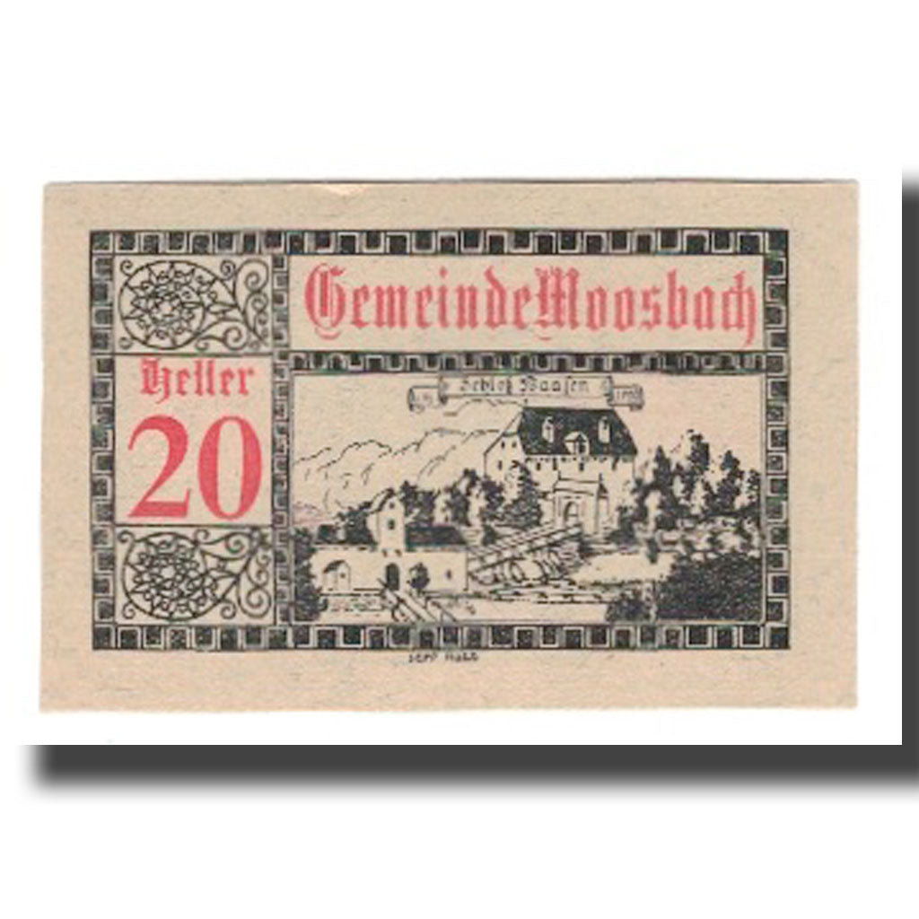 Banknot, Austria, Moosbach O.Ö. Gemeinde, 20 Heller, paysage 1, 1920