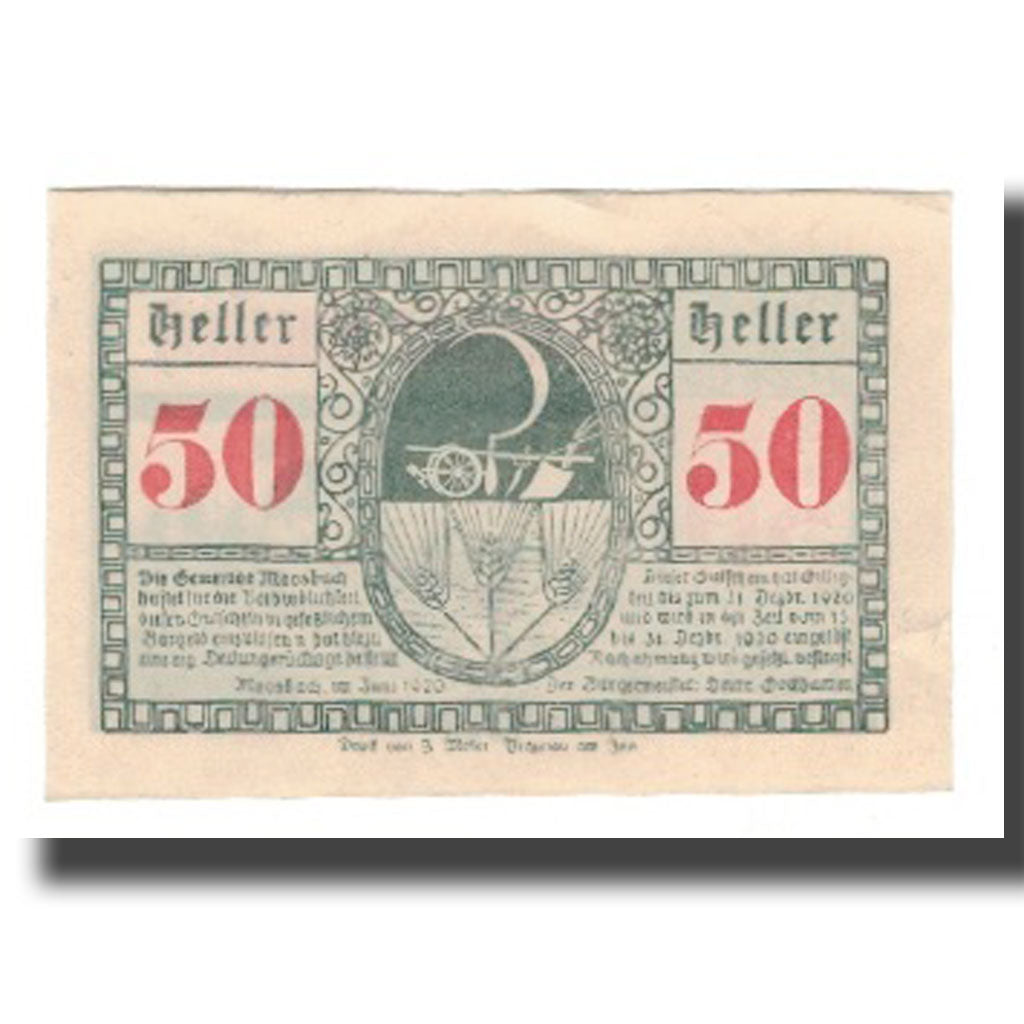 Banknot, Austria, Moosbach O.Ö. Gemeinde, 50 Heller, paysage 2, 1920