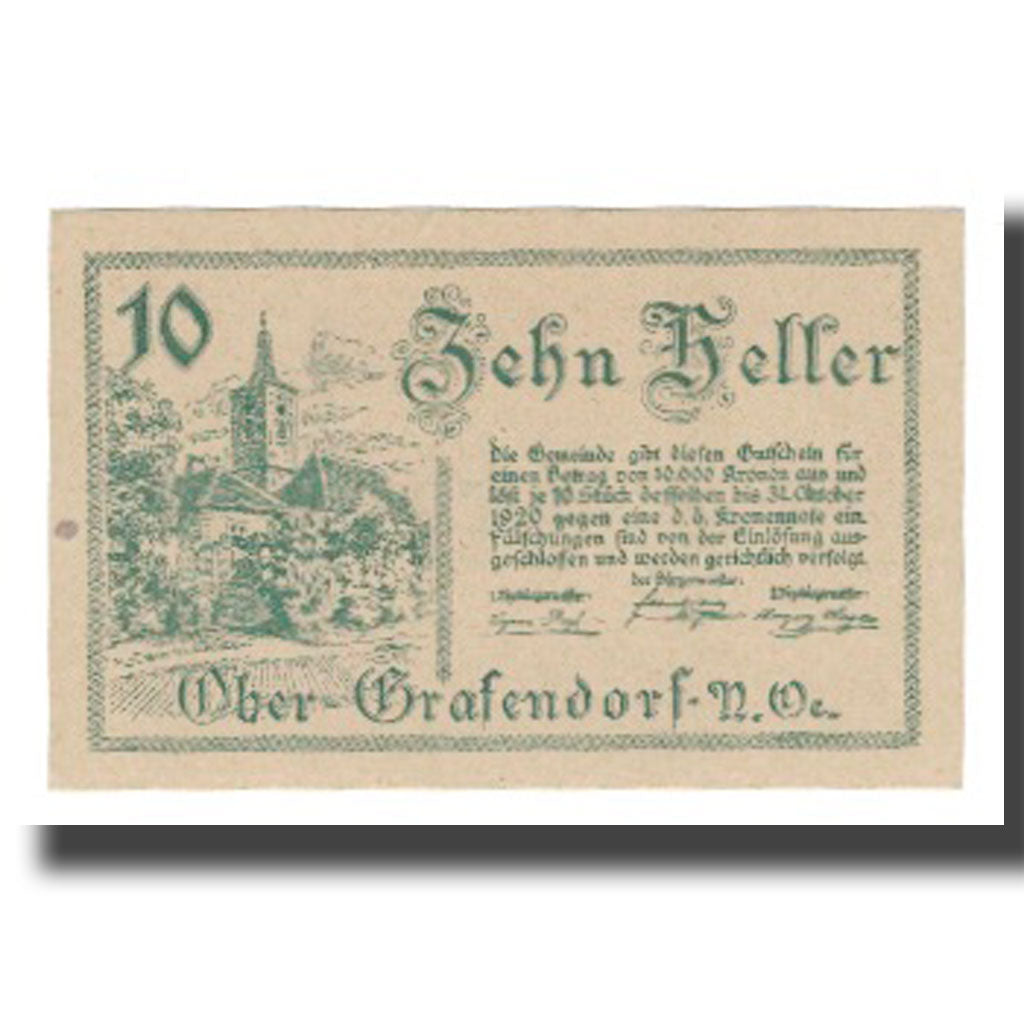 Banknote, Austria, Ober-Grafendorf N.Ö. Gemeinde, 10 Heller, valeur faciale
