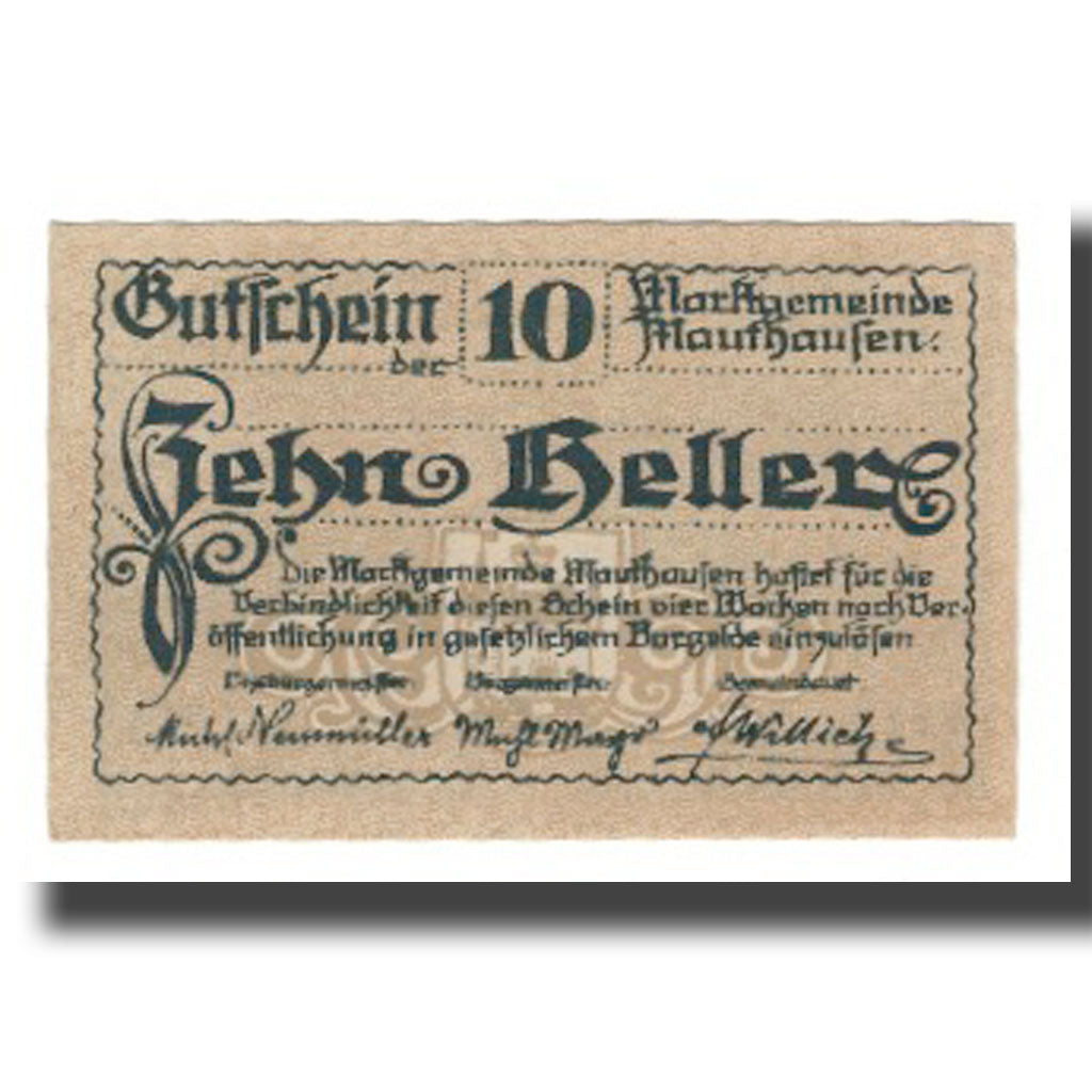 Banconote, Austria, Mauthausen O.Ö. Marktgemeinde, 10 Heller, paysage, SPL-