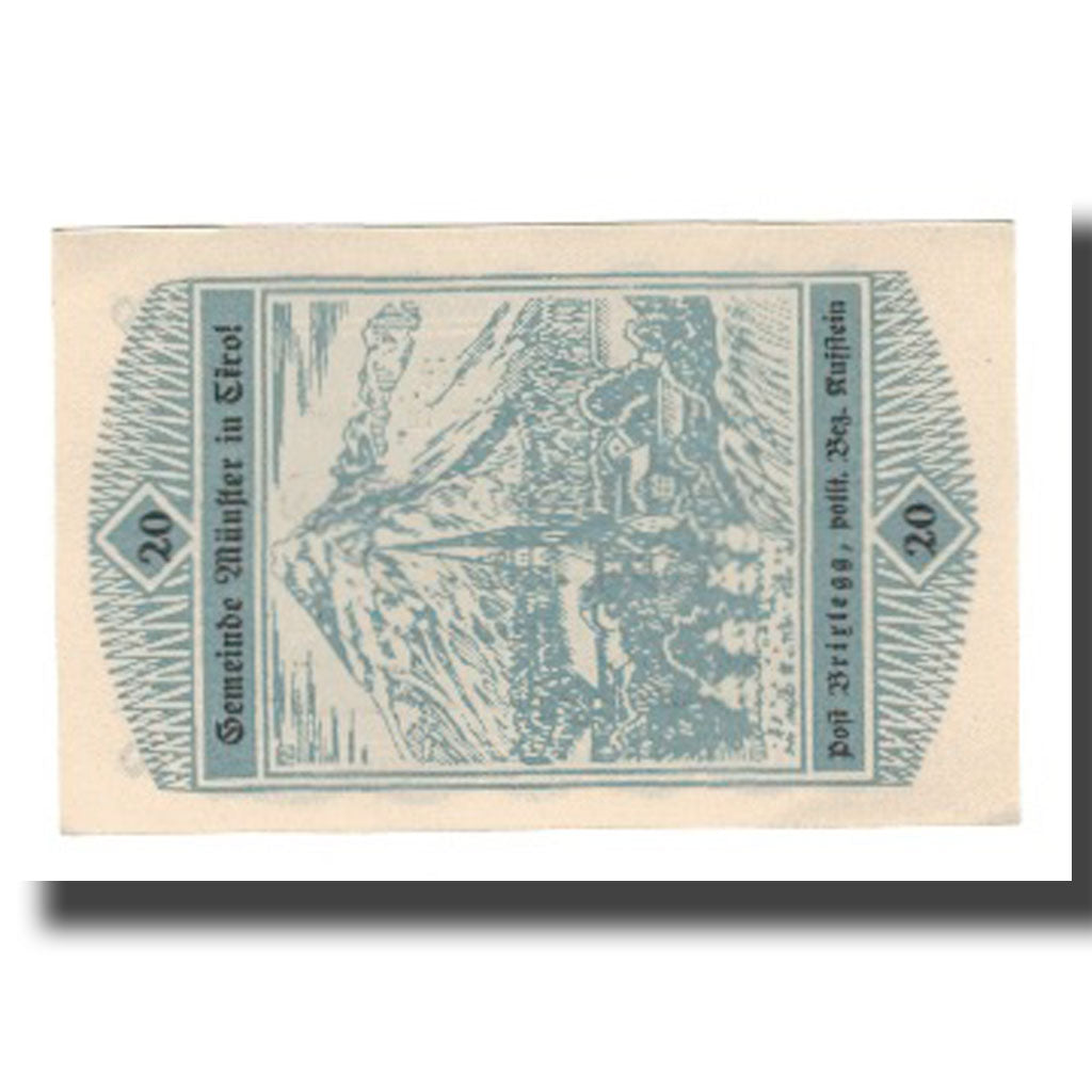 Banknote, Austria, Münster Tirol Gemeinde, 20 Heller, paysage, 1920