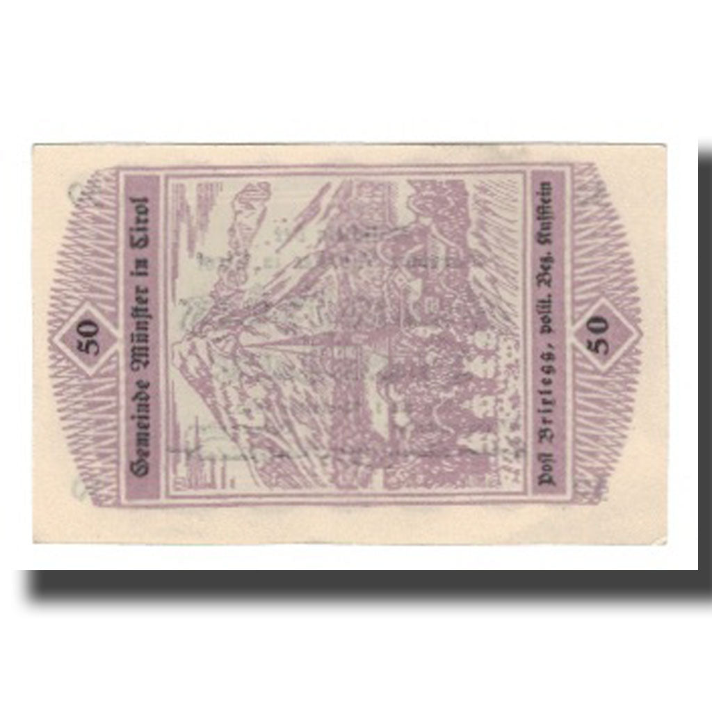 Banknote, Austria, Münster Tirol Gemeinde, 50 Heller, paysage 1, 1920