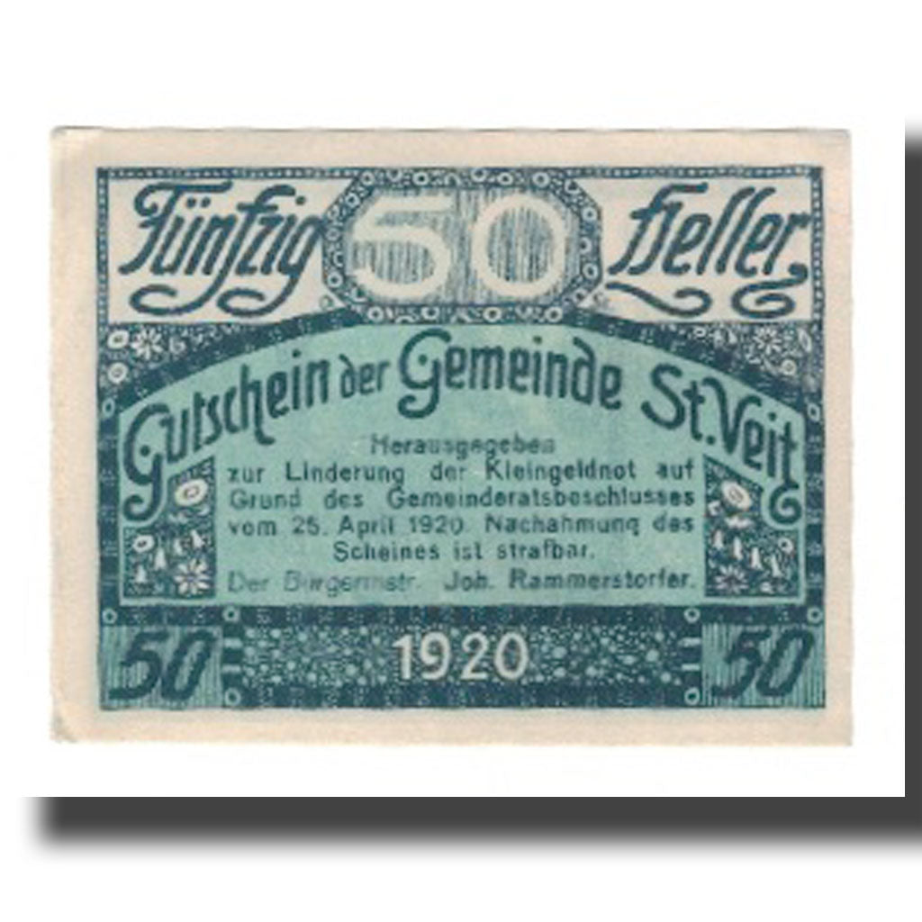 Banknote, Austria, St. Veit im Mühlkreis O.Ö. Gemeinde, 50 Heller, Texte 2