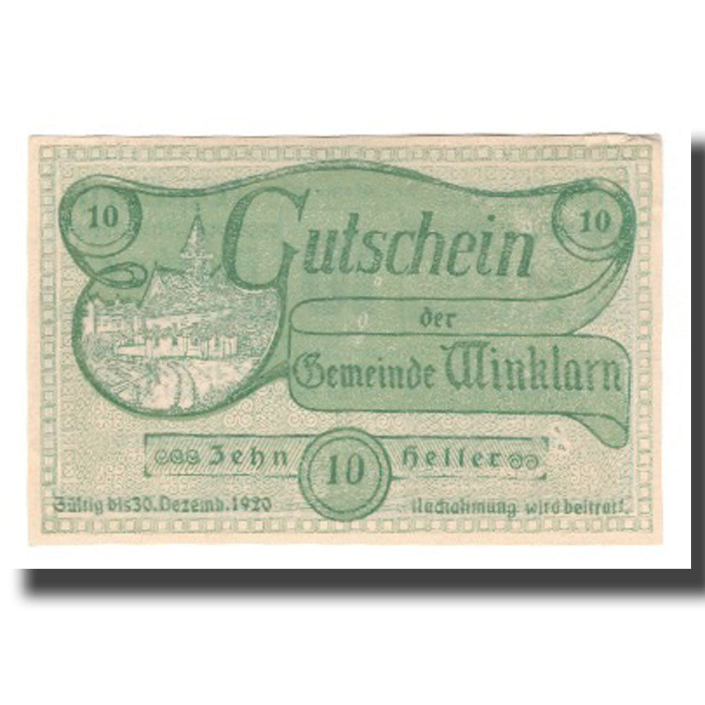 Geldschein, Österreich, Winklarn N.Ö. Gemeinde, 10 Heller, Texte 2, 1920