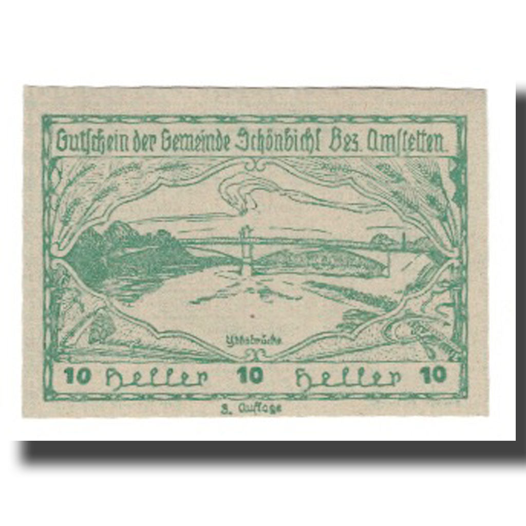 Banknot, Austria, Schönbichl N.Ö. Gemeinde, 10 Heller, paysage, 1920