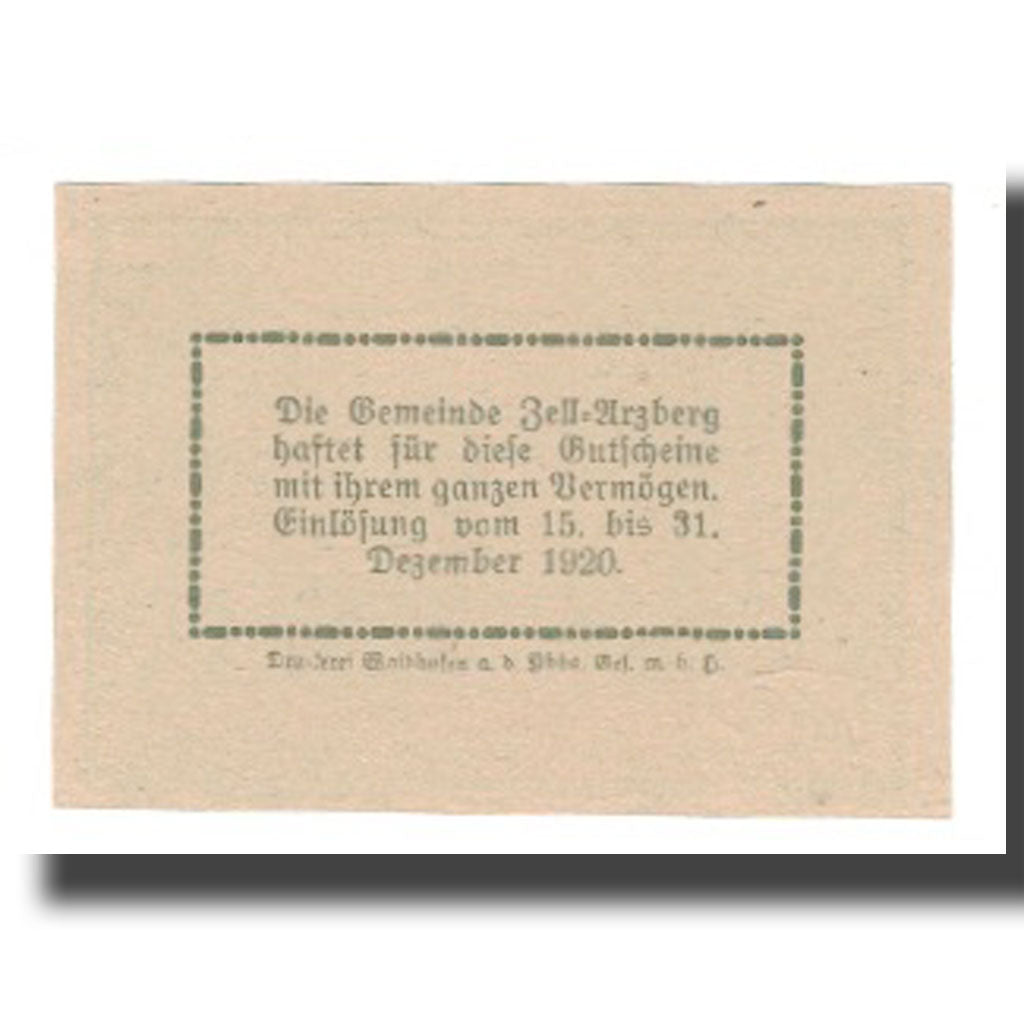 Banknot, Austria, Zell Arzberg O.Ö. Gemeinde, 30 Heller, texte 1, 1920