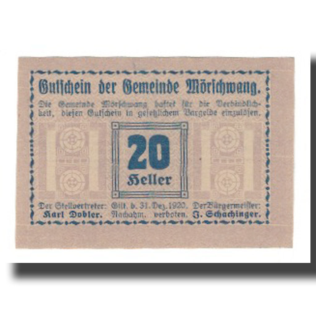 Banknote, Austria, Mörschwang O.Ö. Gemeinde, 20 Heller, valeur faciale 1
