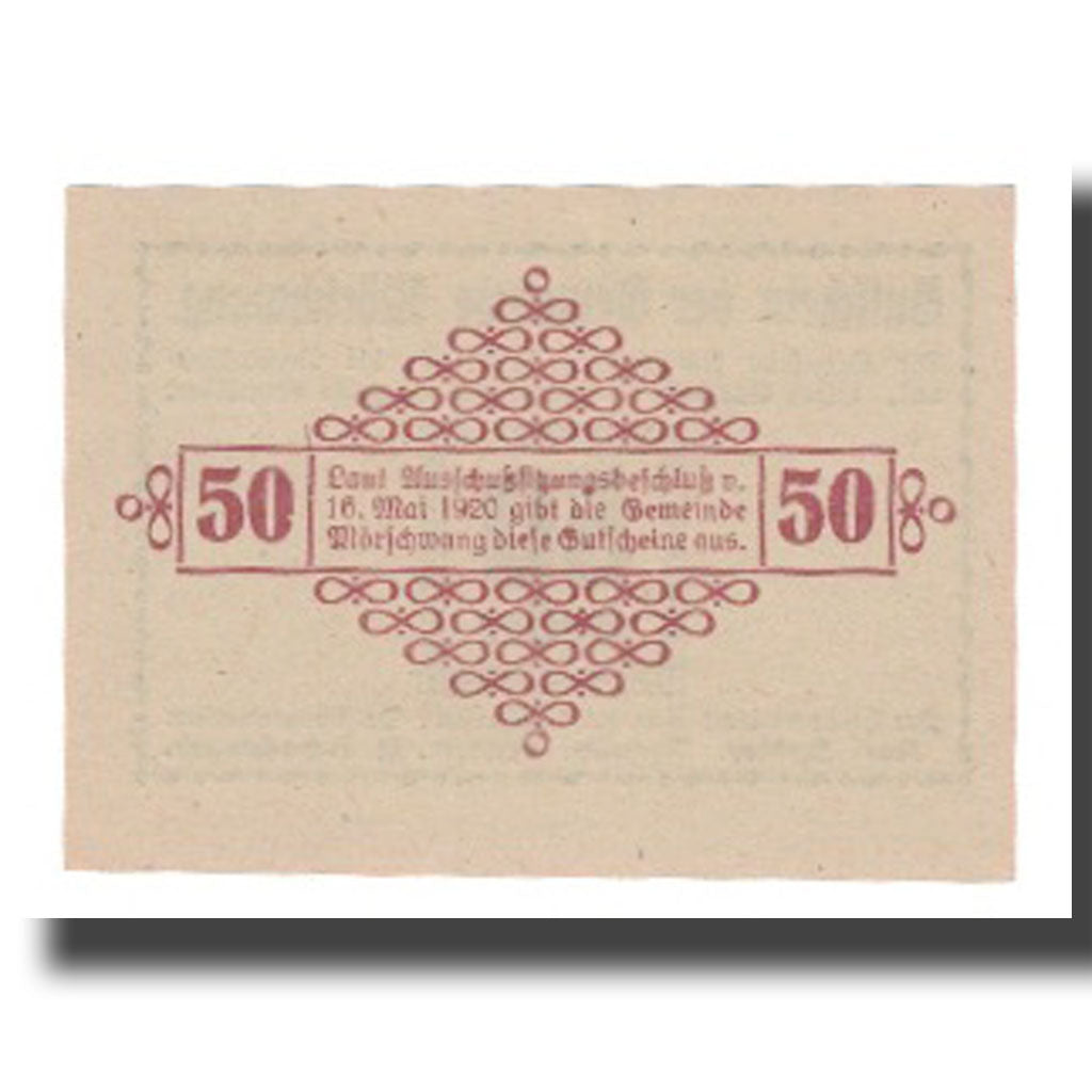 Banknot, Austria, Mörschwang O.Ö. Gemeinde, 50 Heller, valeur faciale 2, 1920