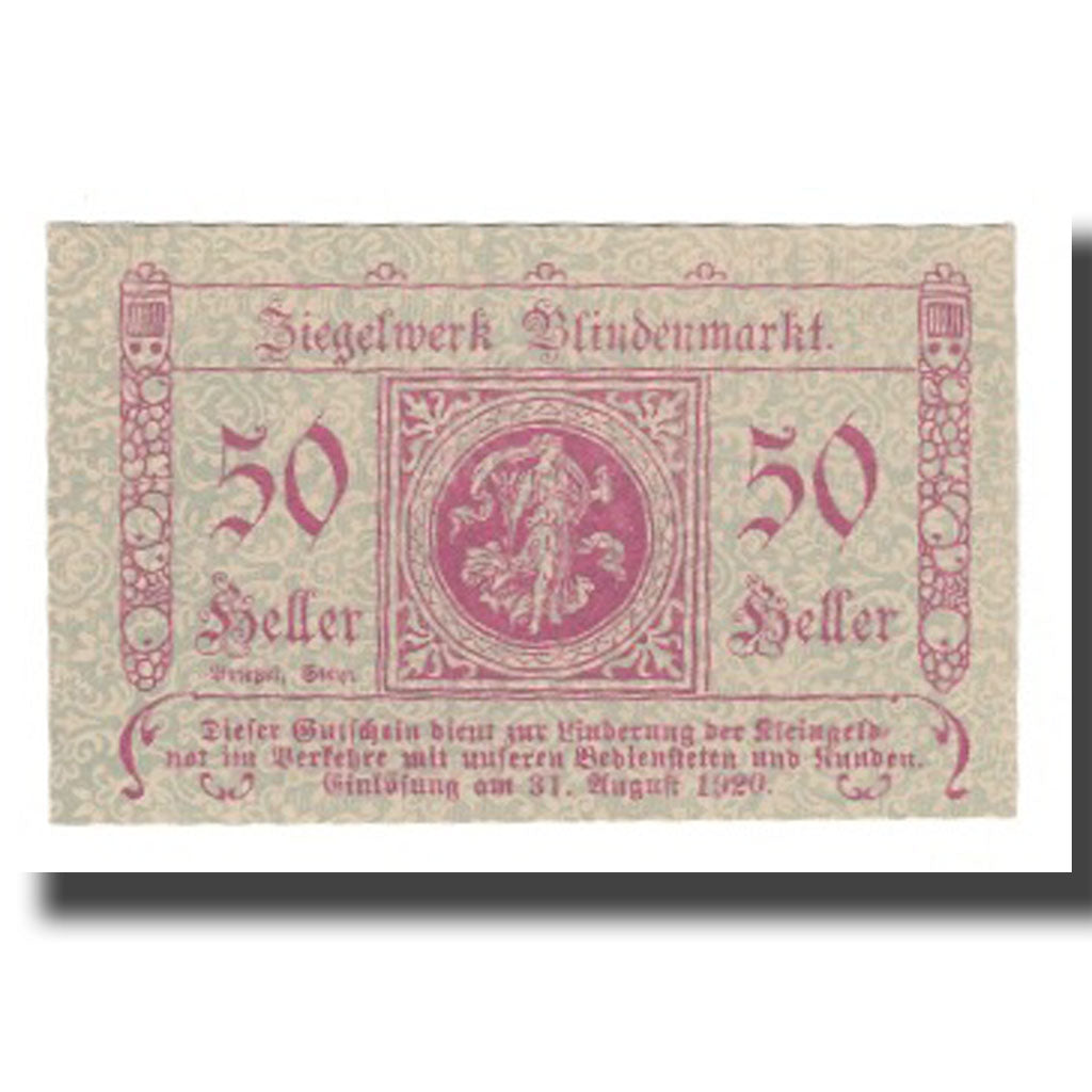 Banknote, Austria, Blindenmarkt N.Ö. Prv. Ziegelwerk, 50 Heller, N.D, 1920