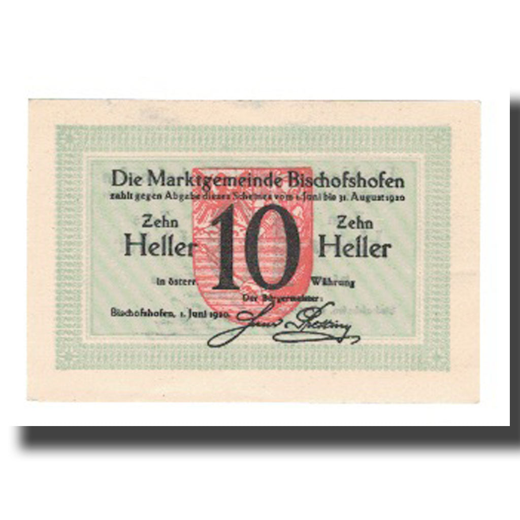 Banknot, Austria, Bischofshofen Sbg. Marktgemeinde, 10 Heller, valeur faciale