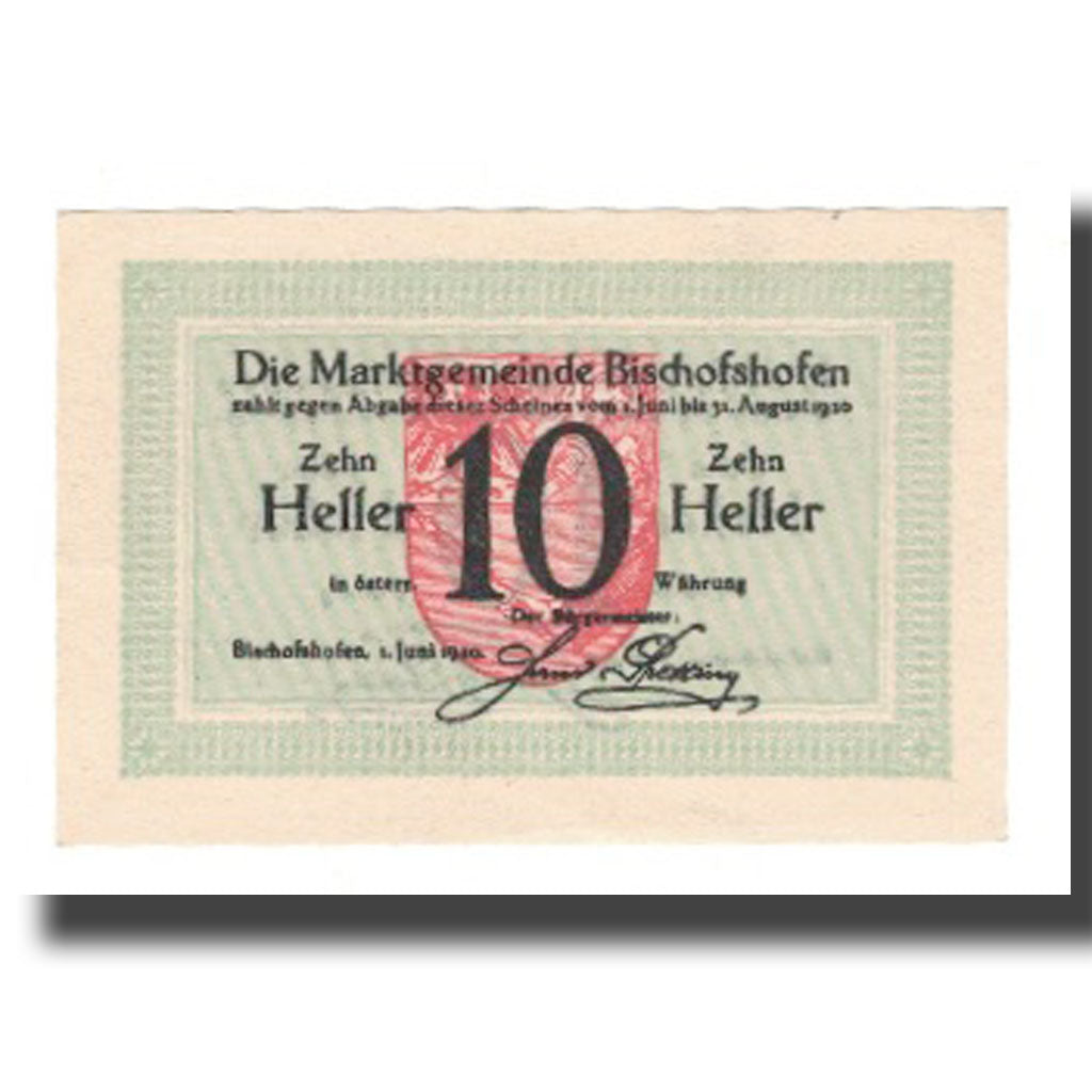 Banknot, Austria, Bischofshofen Sbg. Marktgemeinde, 10 Heller, valeur faciale