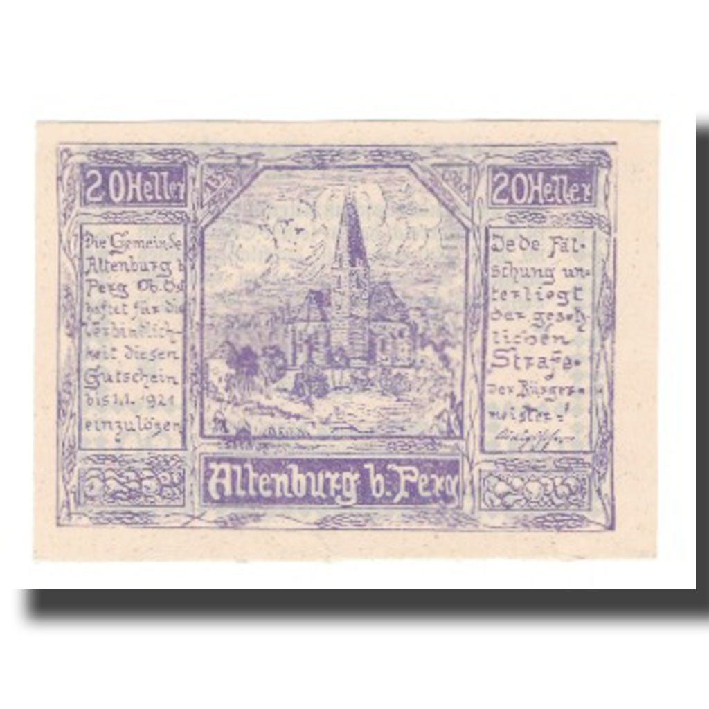 Banknote, Austria, Altenburg O.Ö. Gemeinde, 20 Heller, texte 1, 1921