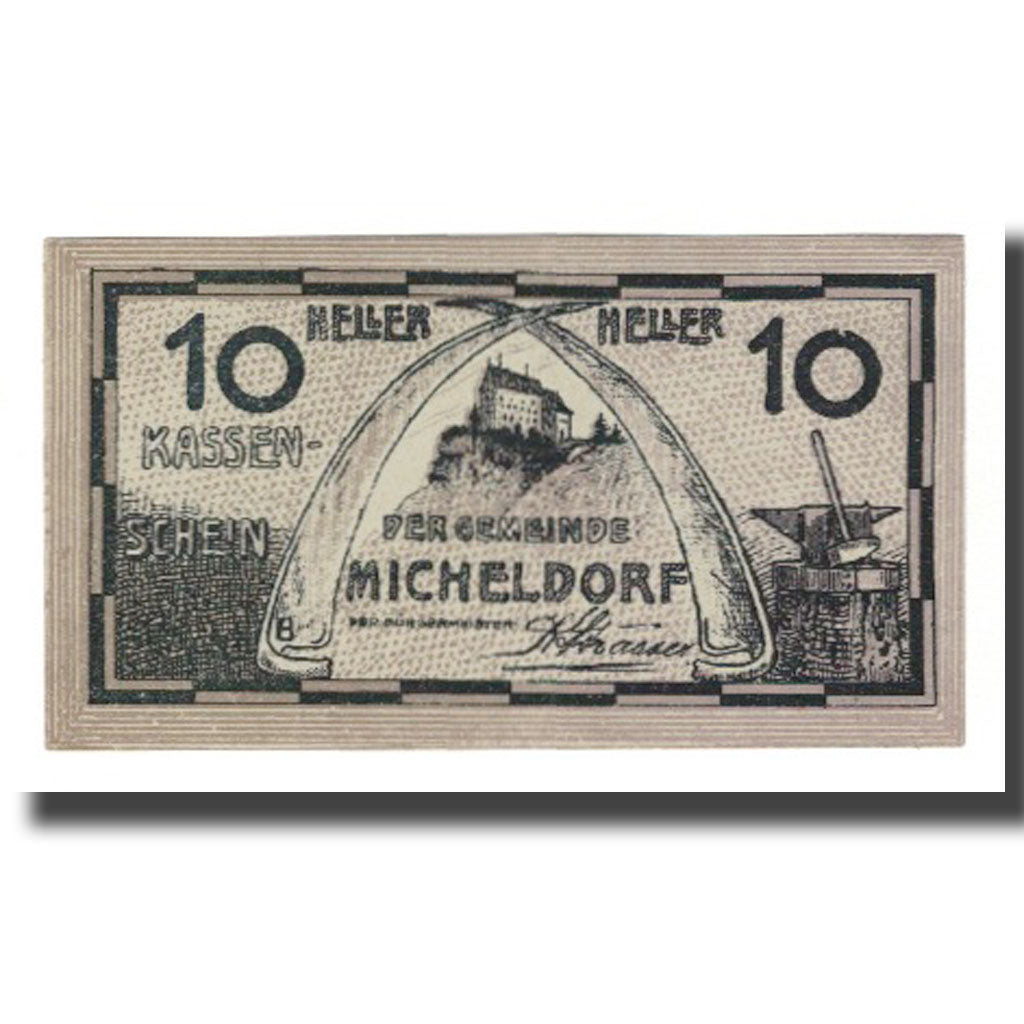 Banknot, Austria, Micheldorf O.Ö. Gemeinde, 10 Heller, Enclume 1, 1920