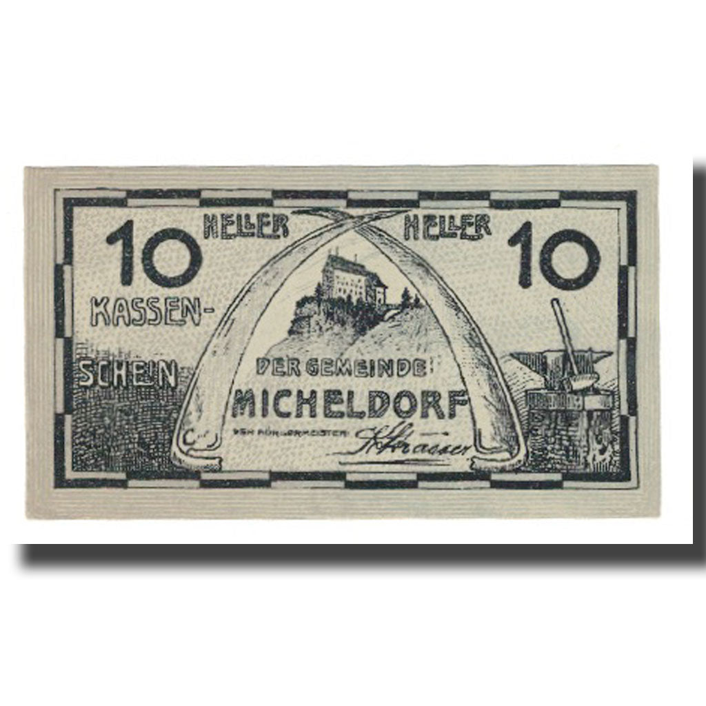 Banknote, Austria, Micheldorf O.Ö. Gemeinde, 10 Heller, Enclume 2, 1920