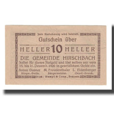 Nota, Áustria, Hirschbach O.Ö. Gemeinde, 10 Heller, Eglise, 1920, 1920-12-31