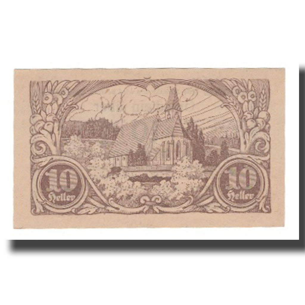 Nota, Áustria, Hirschbach O.Ö. Gemeinde, 10 Heller, Eglise, 1920, 1920-12-31