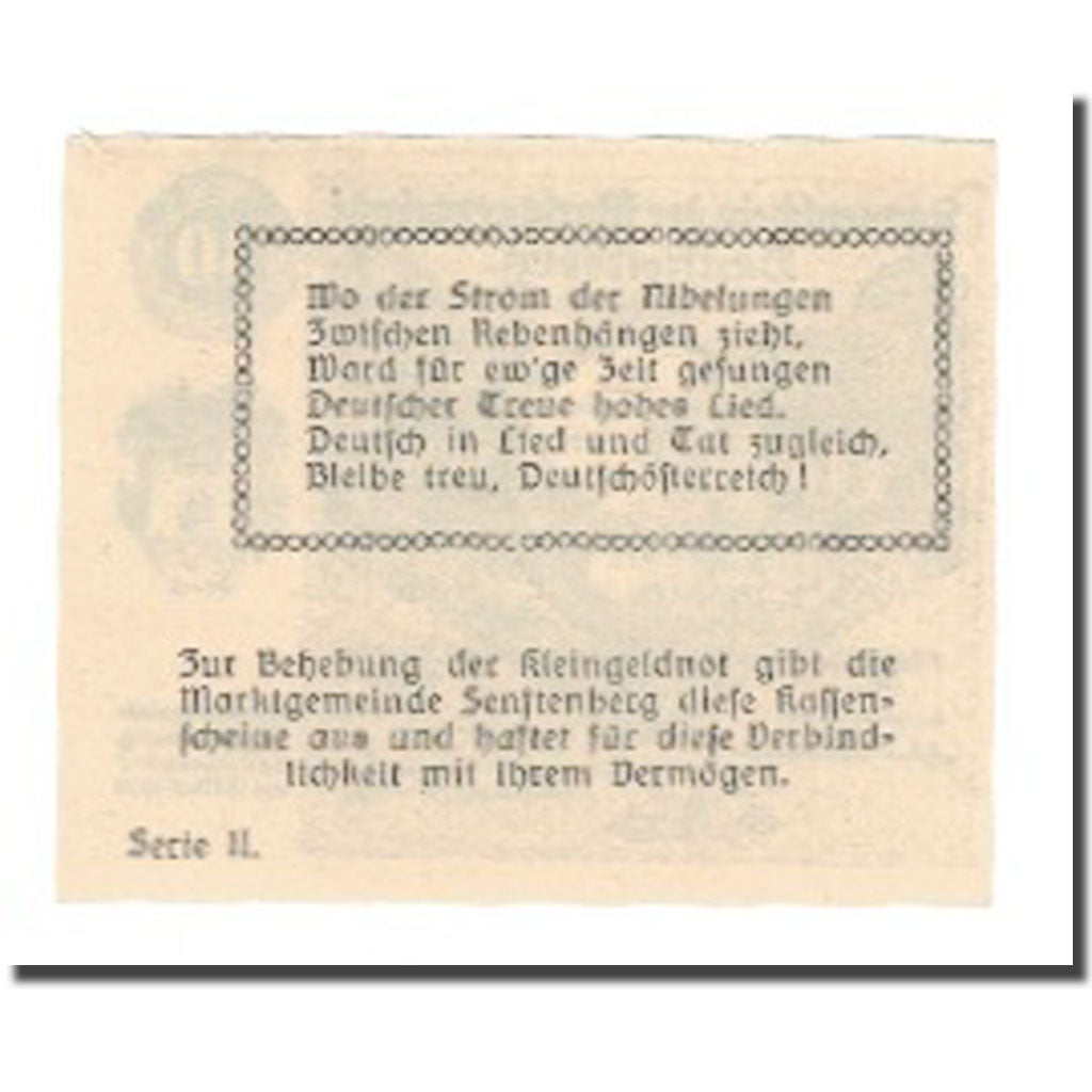 Geldschein, Österreich, Senftenberg N.Ö. Gemeinde, 10 Heller, Texte, 1920