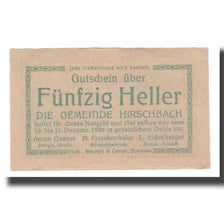 Nota, Áustria, Hirschbach O.Ö. Gemeinde, 50 Heller, Eglise, 1920, 1920-12-31