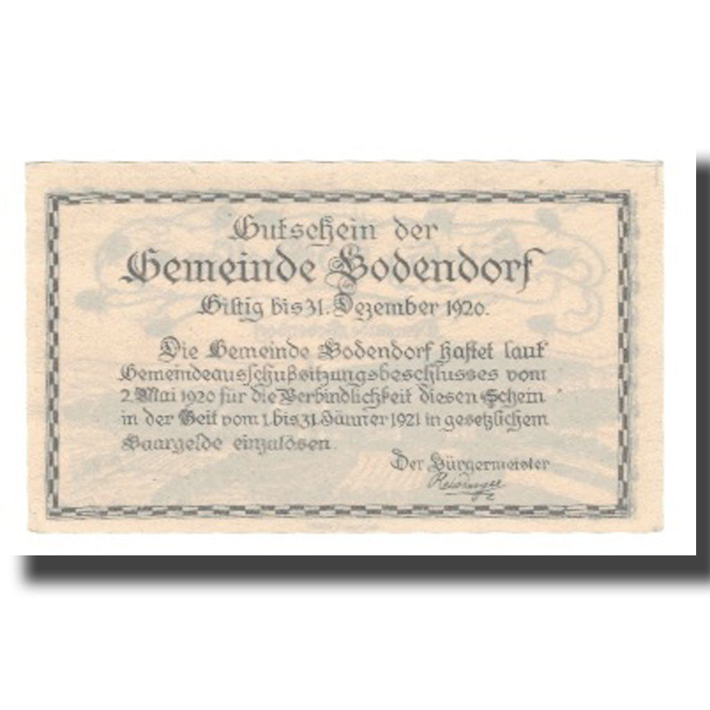 Banknot, Austria, Bodendorf O.Ö. Gemeinde, 50 Heller, Texte, 1921, 1921-01-31