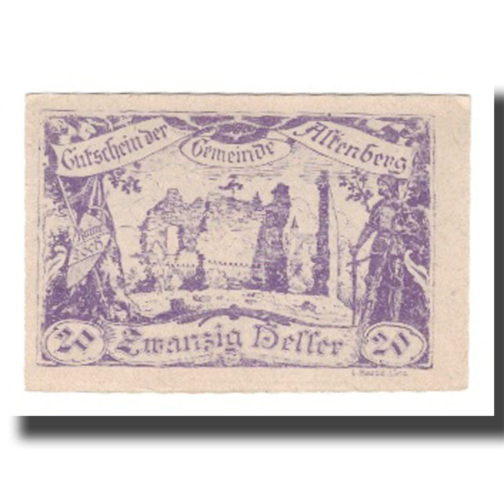 Banknot, Austria, Altenberg O.Ö. Gemeinde, 20 Heller, Texte, 1920, 1920-05-15