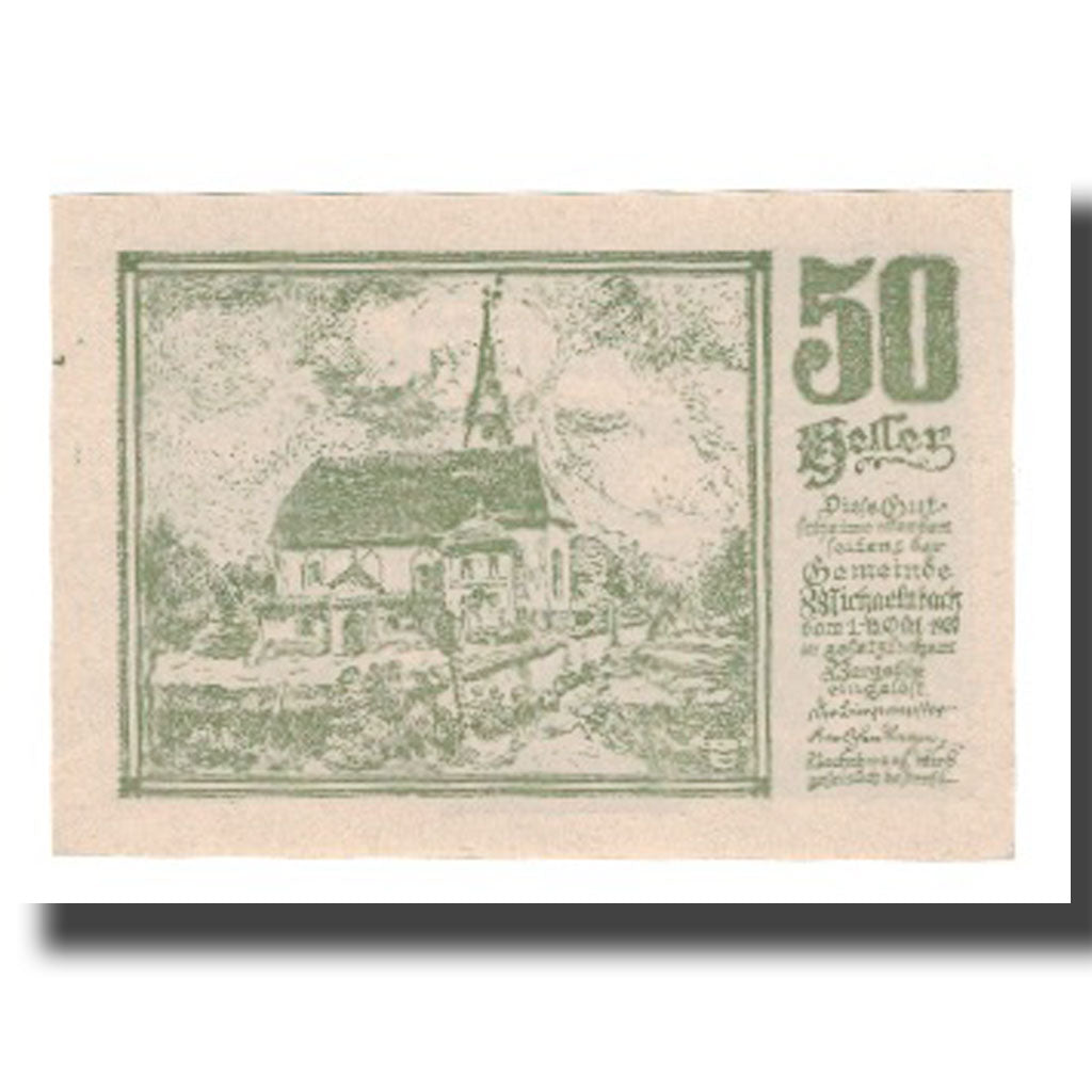 Banknote, Austria, Michaelnbach O.Ö. Gemeinde, 50 Heller, paysage, 1920