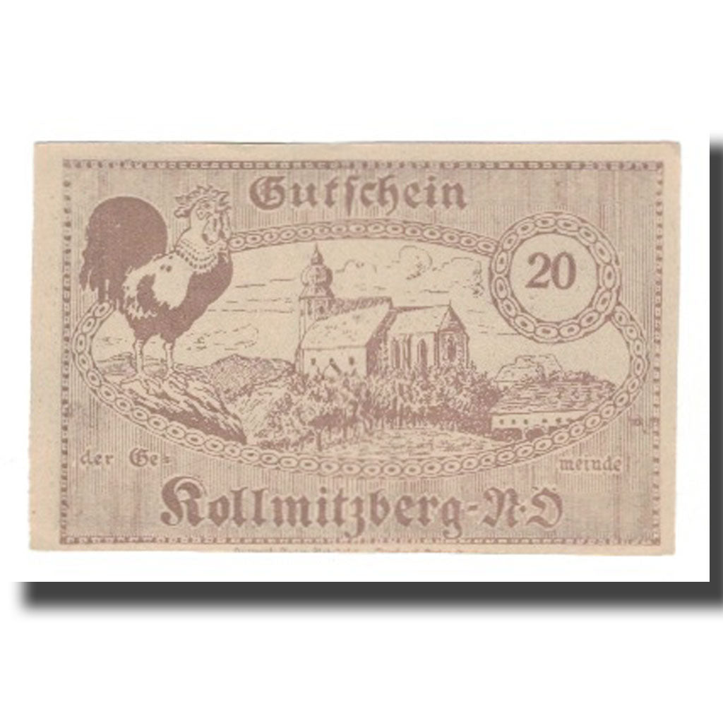 Banknot, Austria, Kollmitzberg N.Ö. Gemeinde, 20 Heller, Coq 1, 1920