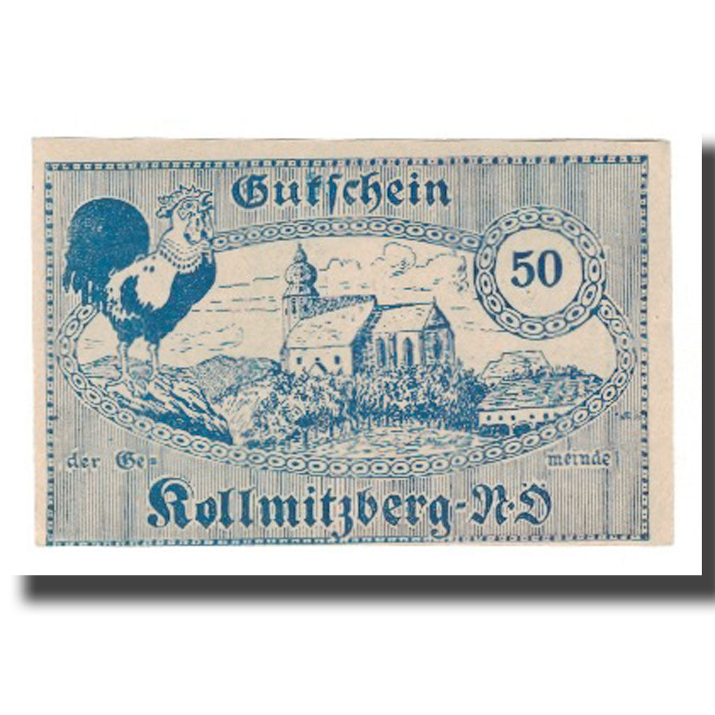 Banknote, Austria, Kollmitzberg N.Ö. Gemeinde, 50 Heller, Coq 4, 1920
