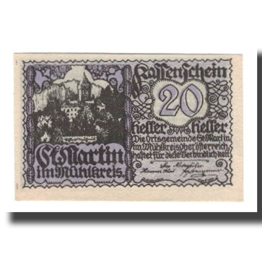 Banknote, Austria, St. Martin im Mühlkreis O.Ö. Gemeinde, 20 Heller