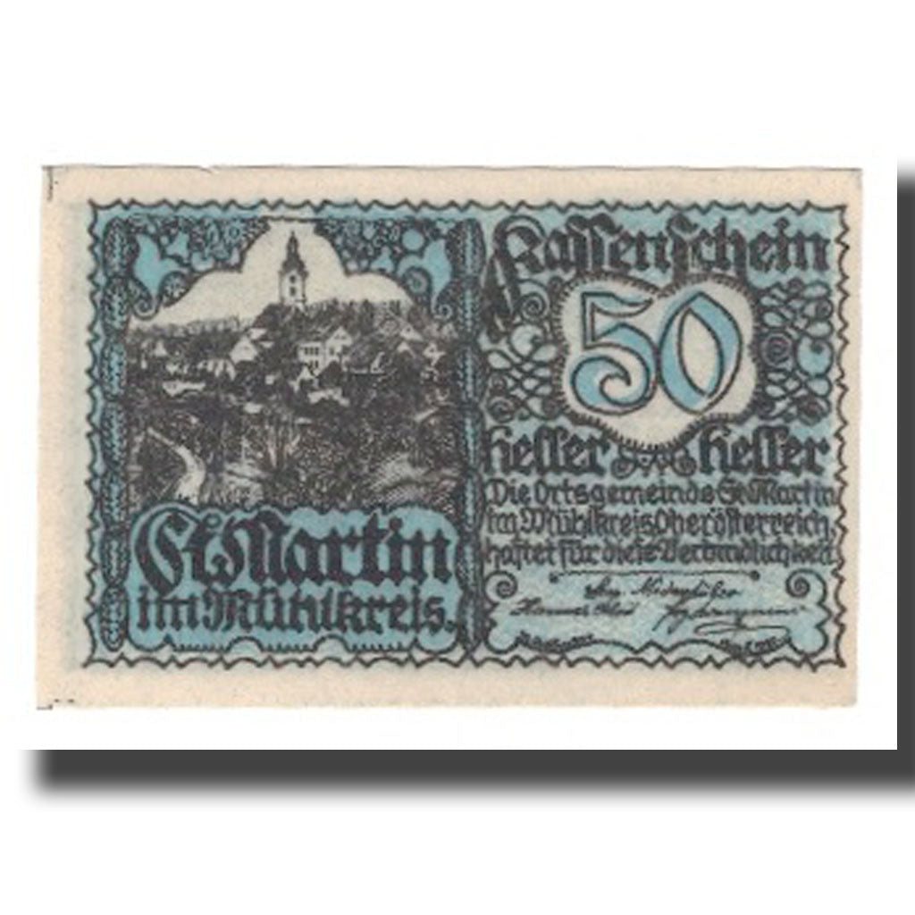 Banconote, Austria, St. Martin im Mühlkreis O.Ö. Gemeinde, 50 Heller