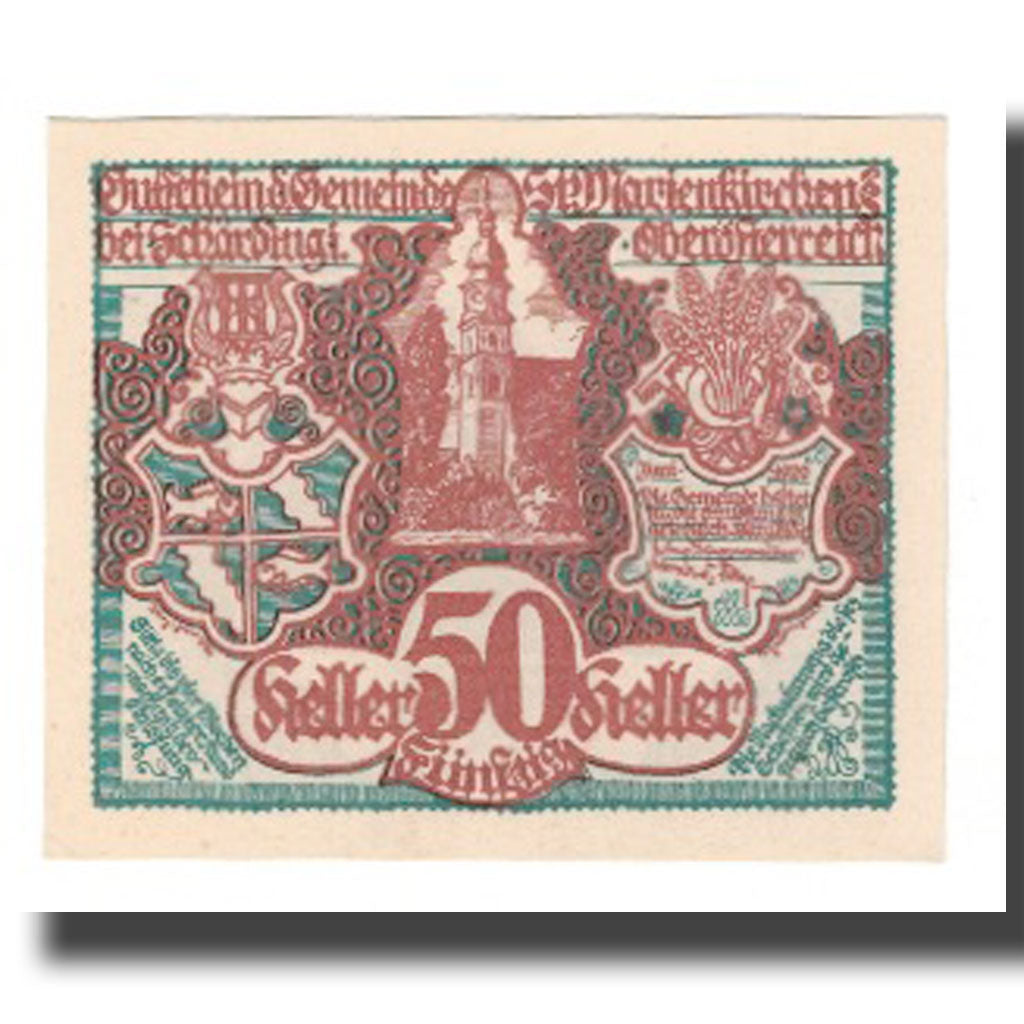 Banknot, Austria, St. Marienkirchen bei Schärding O.Ö. Gemeinde, 50 Heller