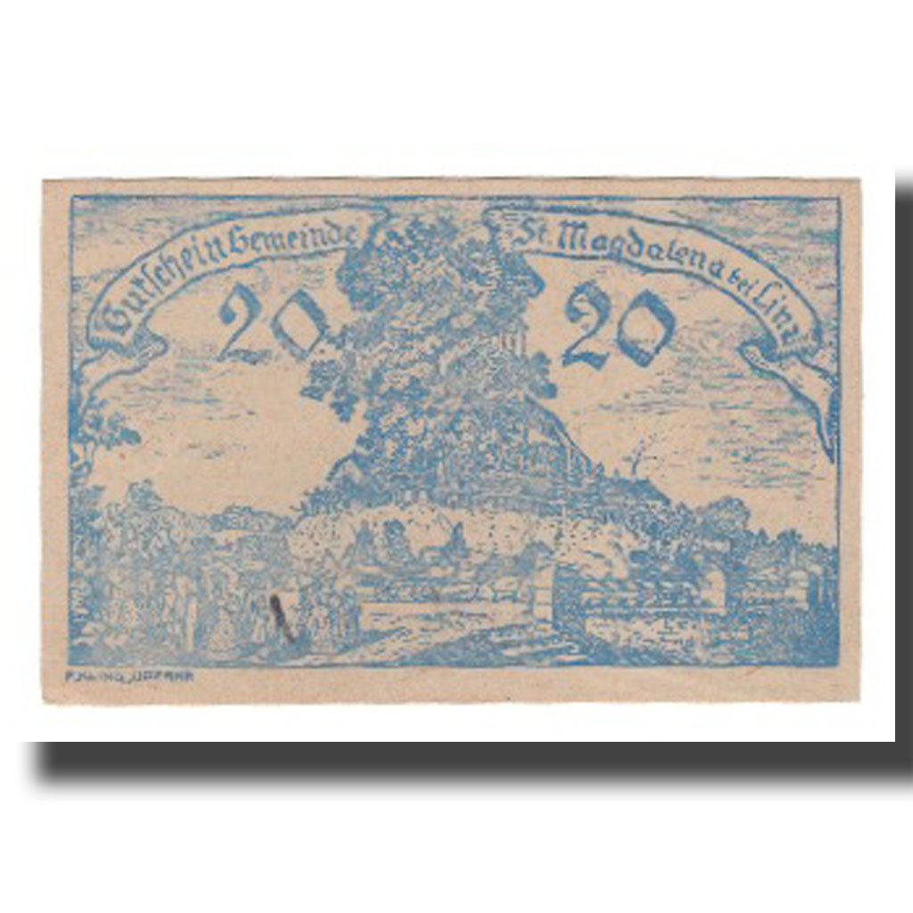Banknot, Austria, St. Magdalena Bei Linz, O.Ö., Gemeinde, 20 Heller, Texte 2