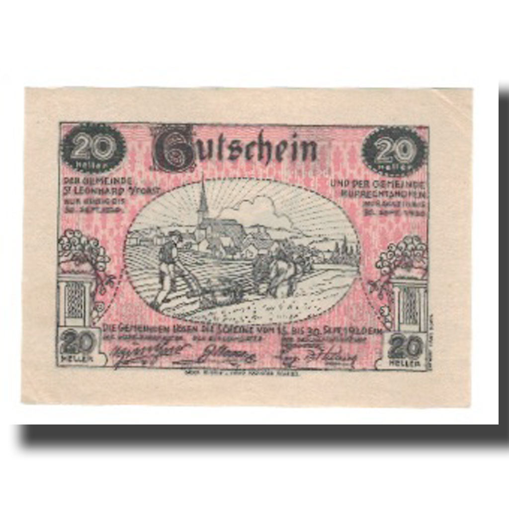 Banknot, Austria, St. Leonhard am Forst und Ruprechtshofen N.Ö. Gemeinden, 20