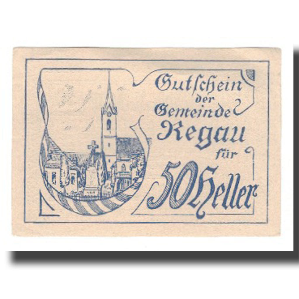 Geldschein, Österreich, Regau O.Ö. Gemeinde, 50 Heller, Texte 2, 1920