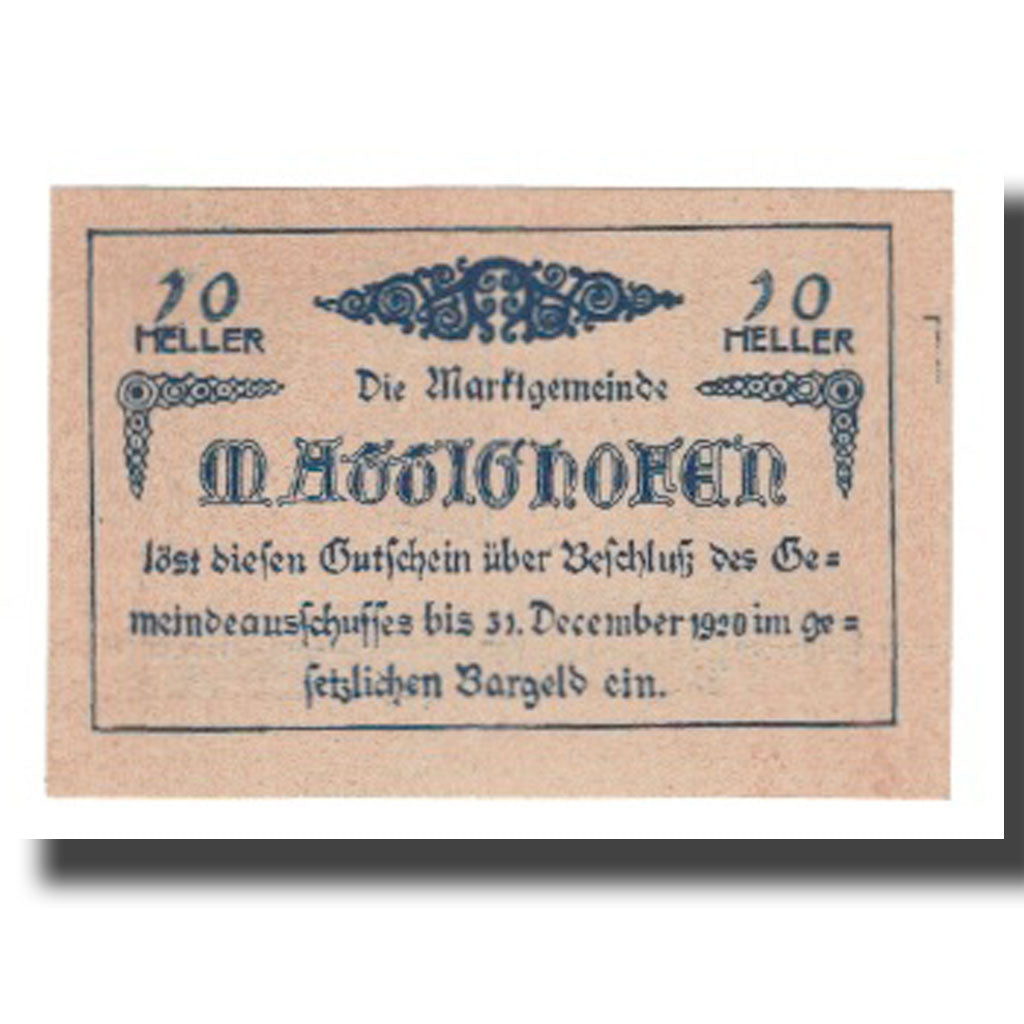 Banknote, Austria, Mattighofen O.Ö. Marktgemeinde, 10 Heller, Blason, 1920