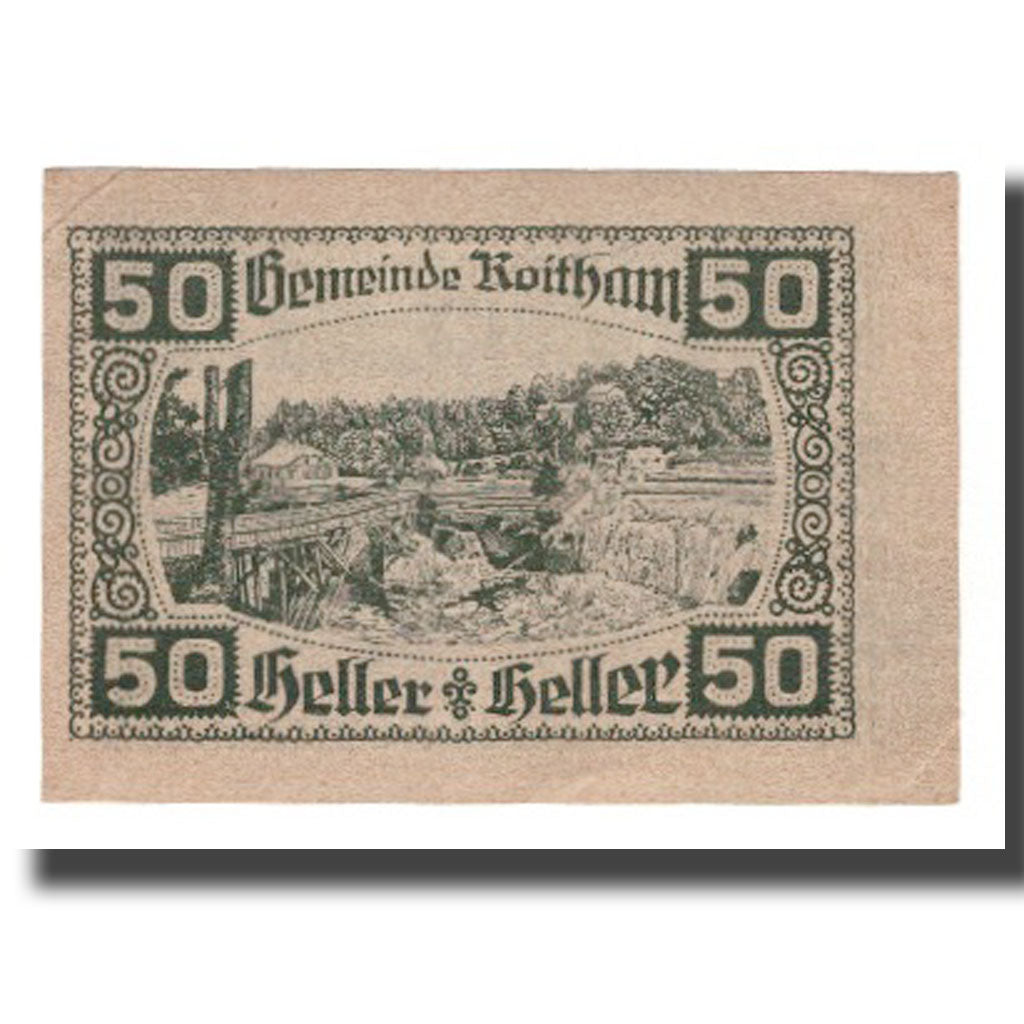 Banknot, Austria, Roitham O.Ö. Gemeinde, 50 Heller, paysage 2, 1920
