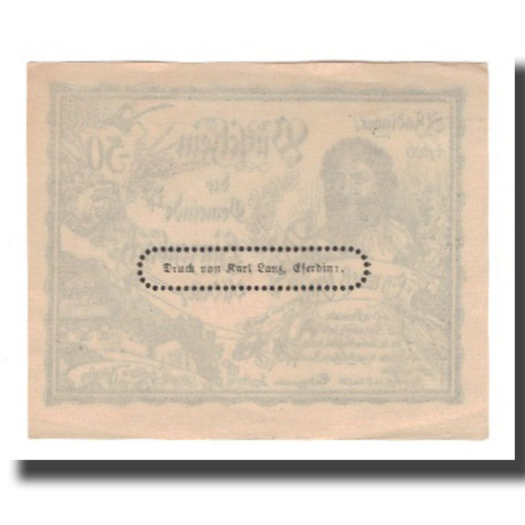 Nota, Áustria, Hinzenbach O.Ö. Gemeinde, 50 Heller, Imprimeur 2, 1920