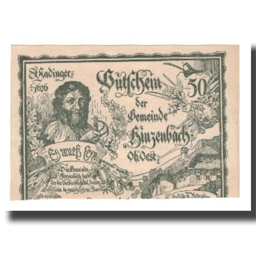 Banknot, Austria, Hinzenbach O.Ö. Gemeinde, 50 Heller, N.D, 1920, 1920-05-25