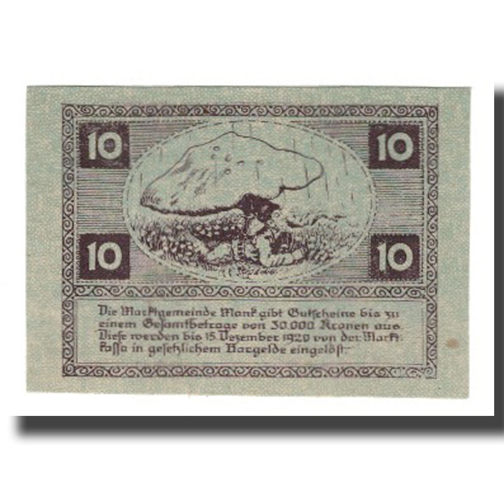 Banknot, Austria, Mank N.Ö. Marktgemeinde, 10 Heller, personnage, 1920
