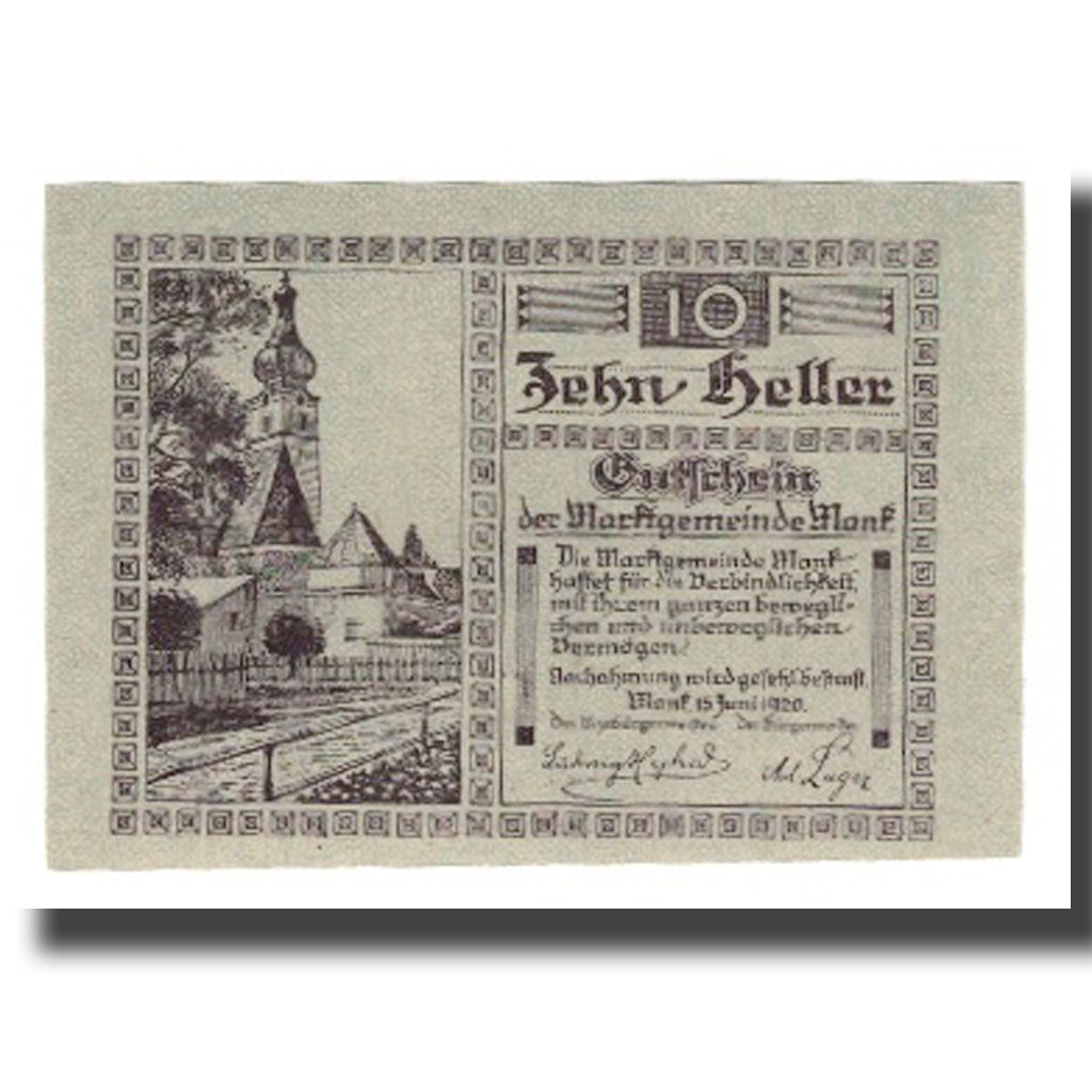 Banknote, Austria, Mank N.Ö. Marktgemeinde, 10 Heller, personnage 1, 1920