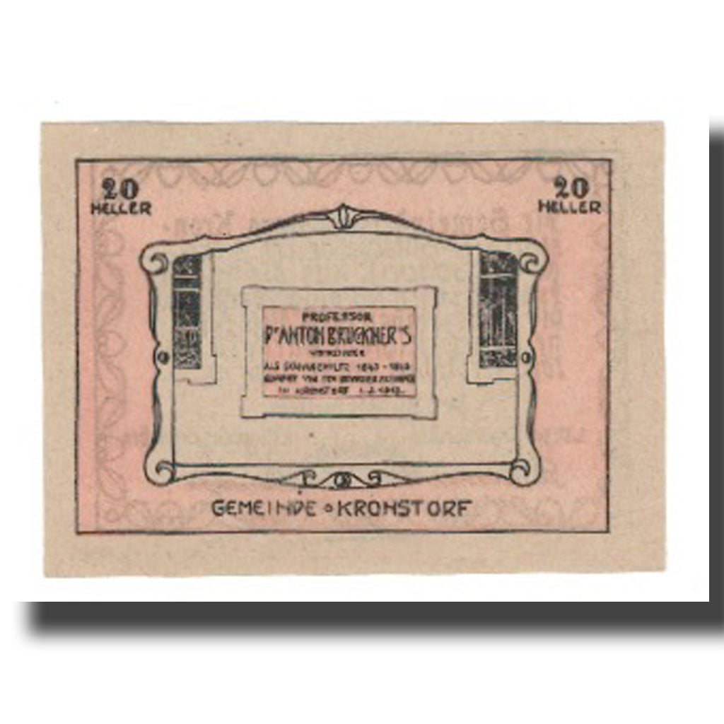 Banknot, Austria, Kronstorf O.Ö. Gemeinde, 20 Heller, Texte, 1920, 1920-12-31