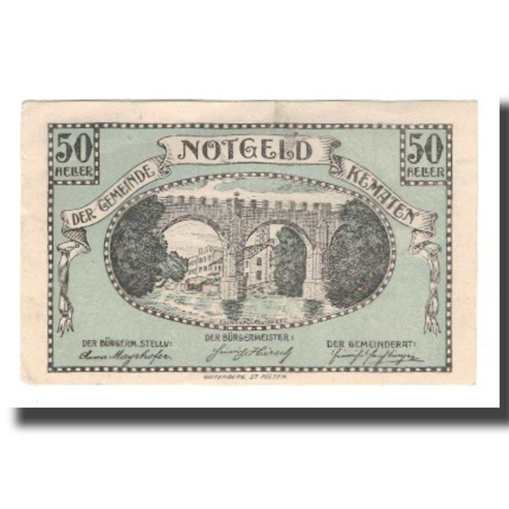 Banknot, Austria, Kematen N.Ö. Gemeinde, 50 Heller, Texte, 1920, 1920-12-31